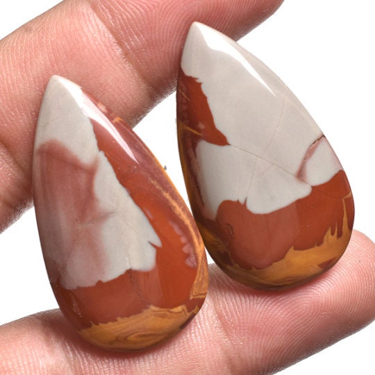 Red Noreena Jasper Cabochon Pair – Perfect Gemstone for Earrings & Jewelry