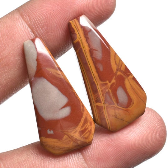 Red Noreena Jasper Cabochon Pair – Perfect Gemstone for Earrings & Jewelry