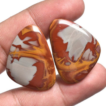 Red Noreena Jasper Cabochon Pair – Perfect Gemstone for Earrings & Jewelry