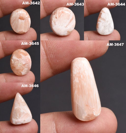 Peach Scolecite Cabochons - Wholesale Gemstones