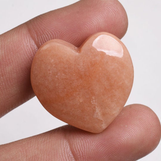 Unique Heart Amazonite Cabochons for Pendant - Peach Gemstone, Smooth Loose Stone