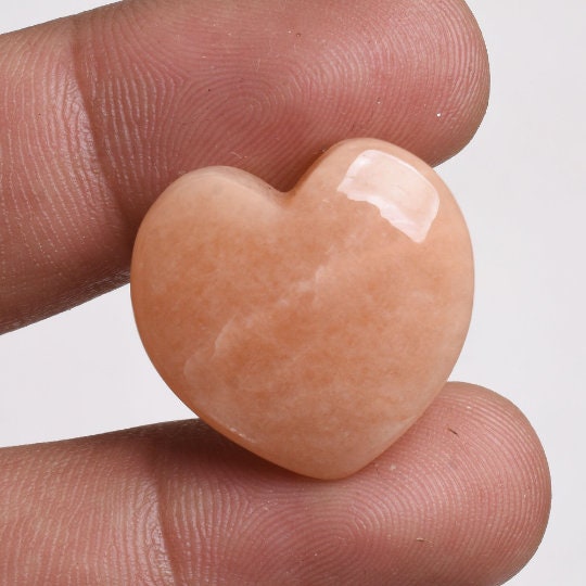 Unique Heart Amazonite Cabochons for Pendant - Peach Gemstone, Smooth Loose Stone