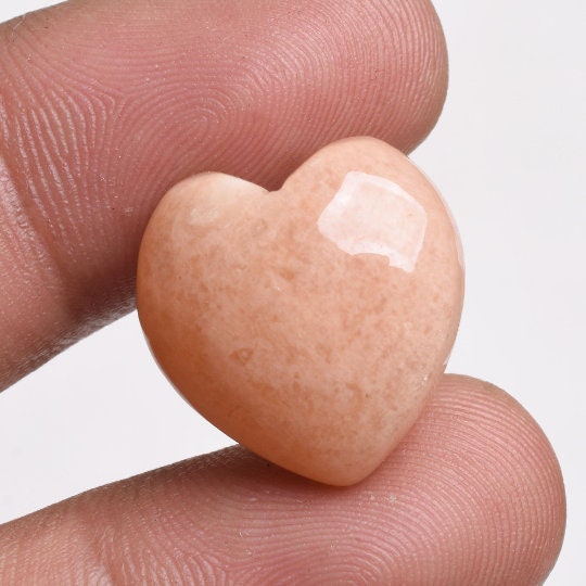 Unique Heart Amazonite Cabochons for Pendant - Peach Gemstone, Smooth Loose Stone