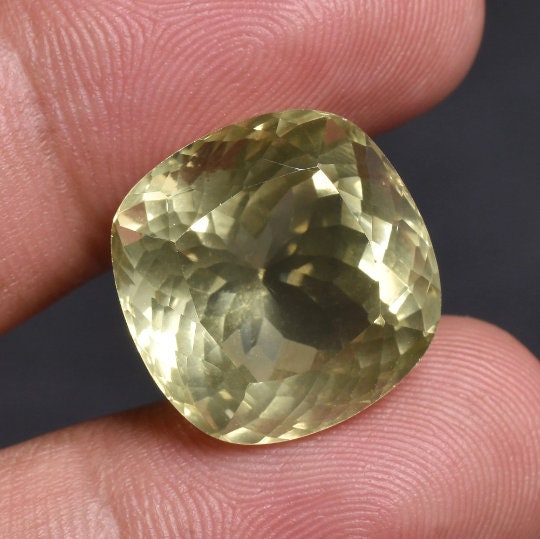 Natural Lemon Quartz Cabochon - Oval Shape Faceted Yellow Topaz Stone