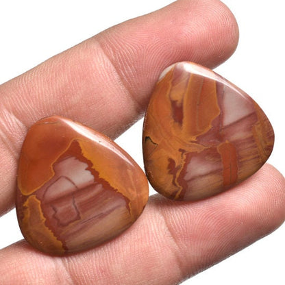 Red Noreena Jasper Cabochon Pair – Perfect Gemstone for Earrings & Jewelry