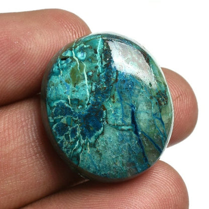 Natural Shattuckite Azurite Cabochon - Smooth Polished Gemstone for Pendants