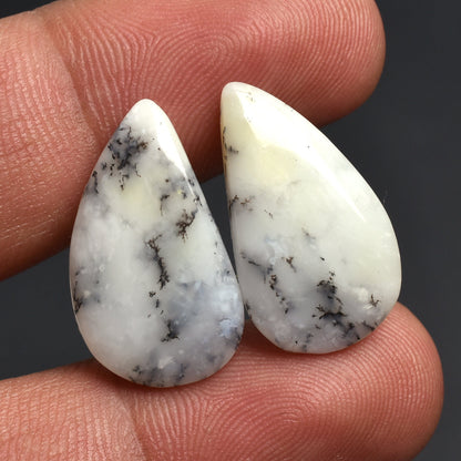 Dendrite Opal Gemstone Pair - Matching Loose Pair for Earrings