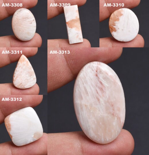 Natural Scolecite Cabochon – Handcrafted Designer Smooth Pink Crystal