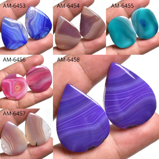 Designer Botswana Agate Pair, Matching Cabochons