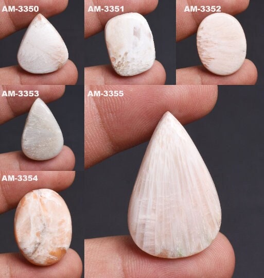 Natural Scolecite Cabochons – Pear & Oval Shaped Stones