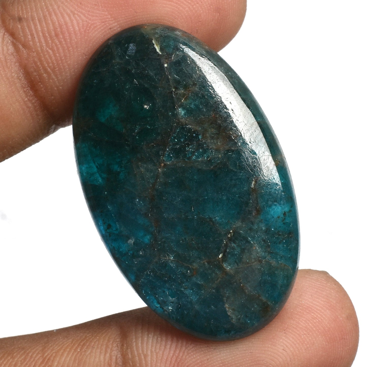 Stunning Neon Blue Apatite Cabochon - Oval-Pear Shape Smooth Crystal