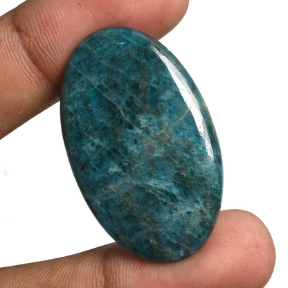 Stunning Neon Blue Apatite Cabochon - Oval-Pear Shape Smooth Crystal