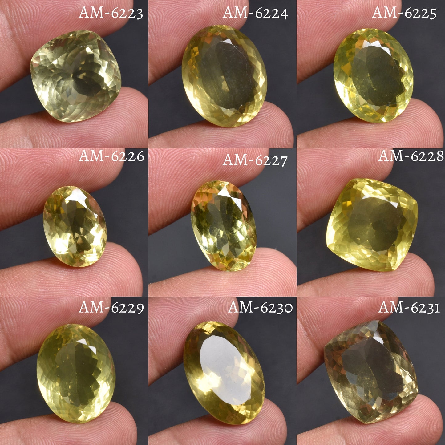 Natural Lemon Quartz Cabochon - Oval Shape Faceted Yellow Topaz Stone