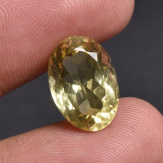 Crystal Lemon Quartz Gemstone - Faceted Oval Yellow Quartz for Ring Making