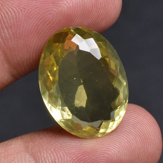 Lemon Quartz Faceted Gemstone - Small Oval Yellow Quartz for DIY Jewelry