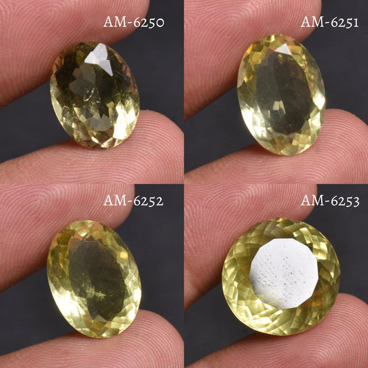 Lemon Quartz Faceted Gemstone - Small Oval Yellow Quartz for DIY Jewelry