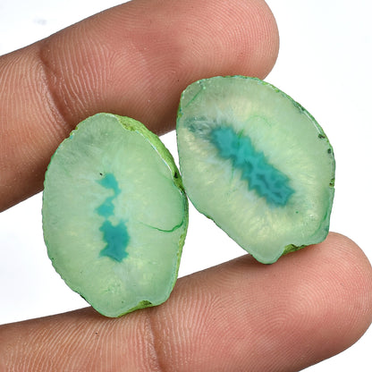 Natural Window Druzy Agate Geode Pair - Druzy Agate Pairs for Jewelry