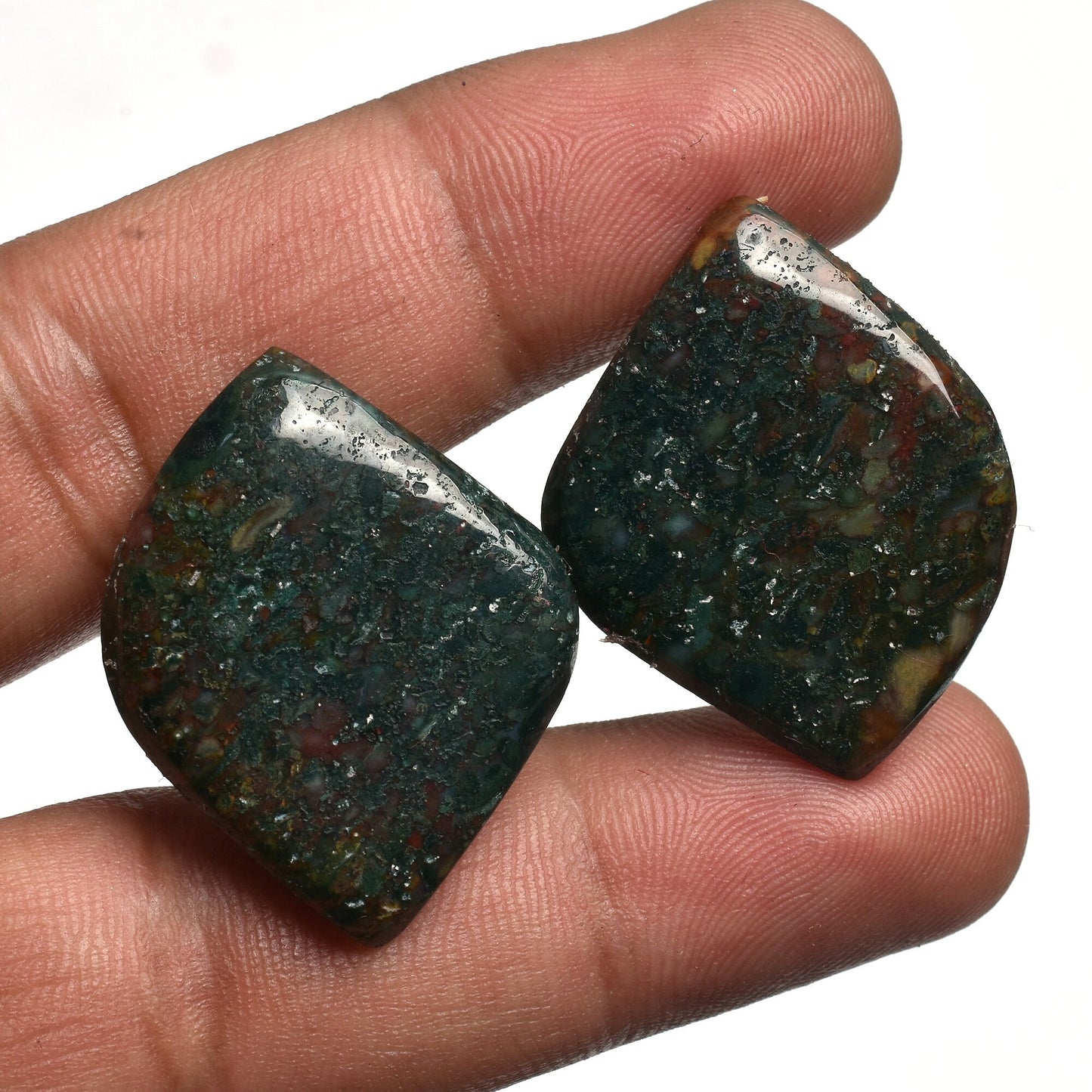 Designer Jasper Stone Pair - Fancy Shape Cabochons for Earrings & Healing Crystals