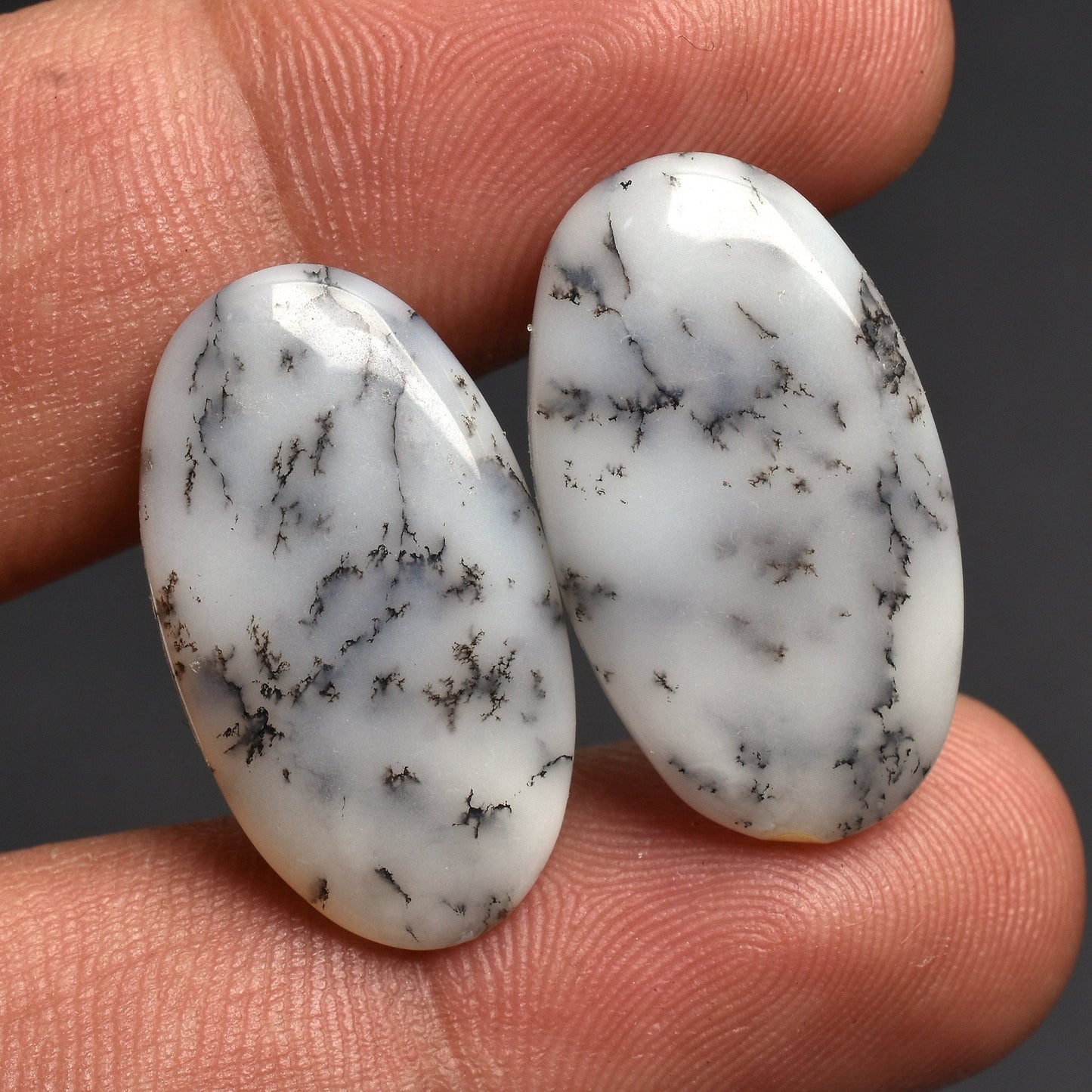 Dendrite Opal Gemstone Pair - Matching Loose Pair for Earrings