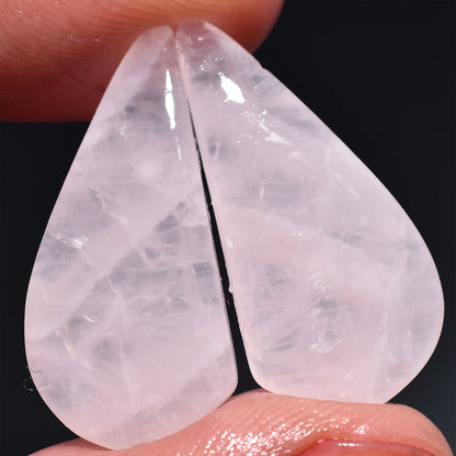 Rose Quartz Cabochon Pairs - Natural Pink Gemstones for Earring Making