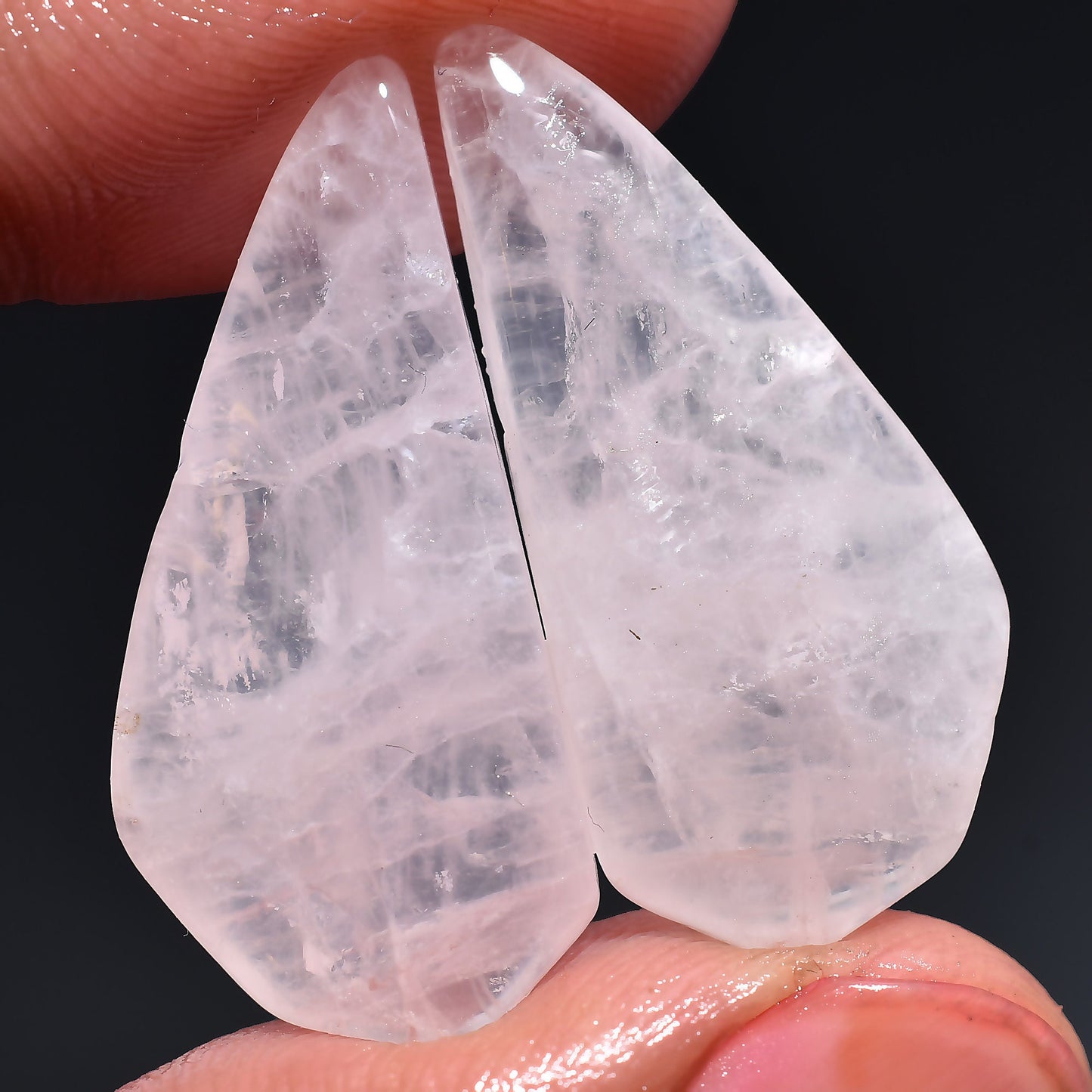 Rose Quartz Cabochon Pairs - Natural Pink Gemstones for Earring Making