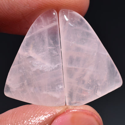 Rose Quartz Cabochon Pairs - Natural Pink Gemstones for Earring Making