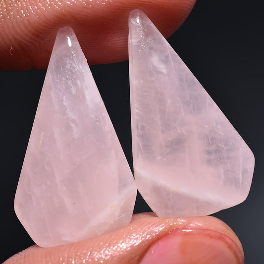 Pink Quartz Stone – Matching Rose Quartz Cabochon Pairs