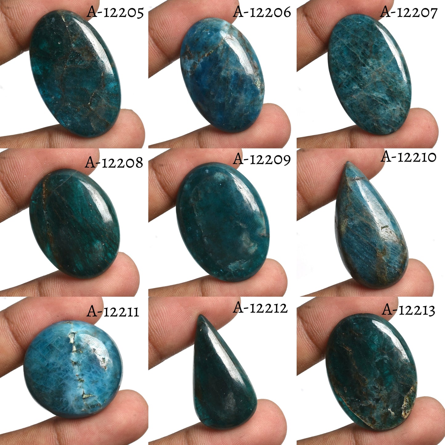 Stunning Neon Blue Apatite Cabochon - Oval-Pear Shape Smooth Crystal