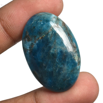 Stunning Neon Blue Apatite Cabochon - Oval-Pear Shape Smooth Crystal