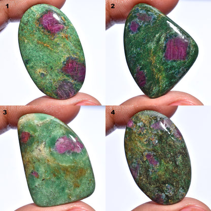 High Quality Ruby Fuchsite Cabs – Oval Fancy Shaped Smooth Polished Cabochon