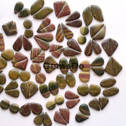 Imperial Jasper Pair Bulk Cabochon, Wholesale Banded Green Jasper Lot