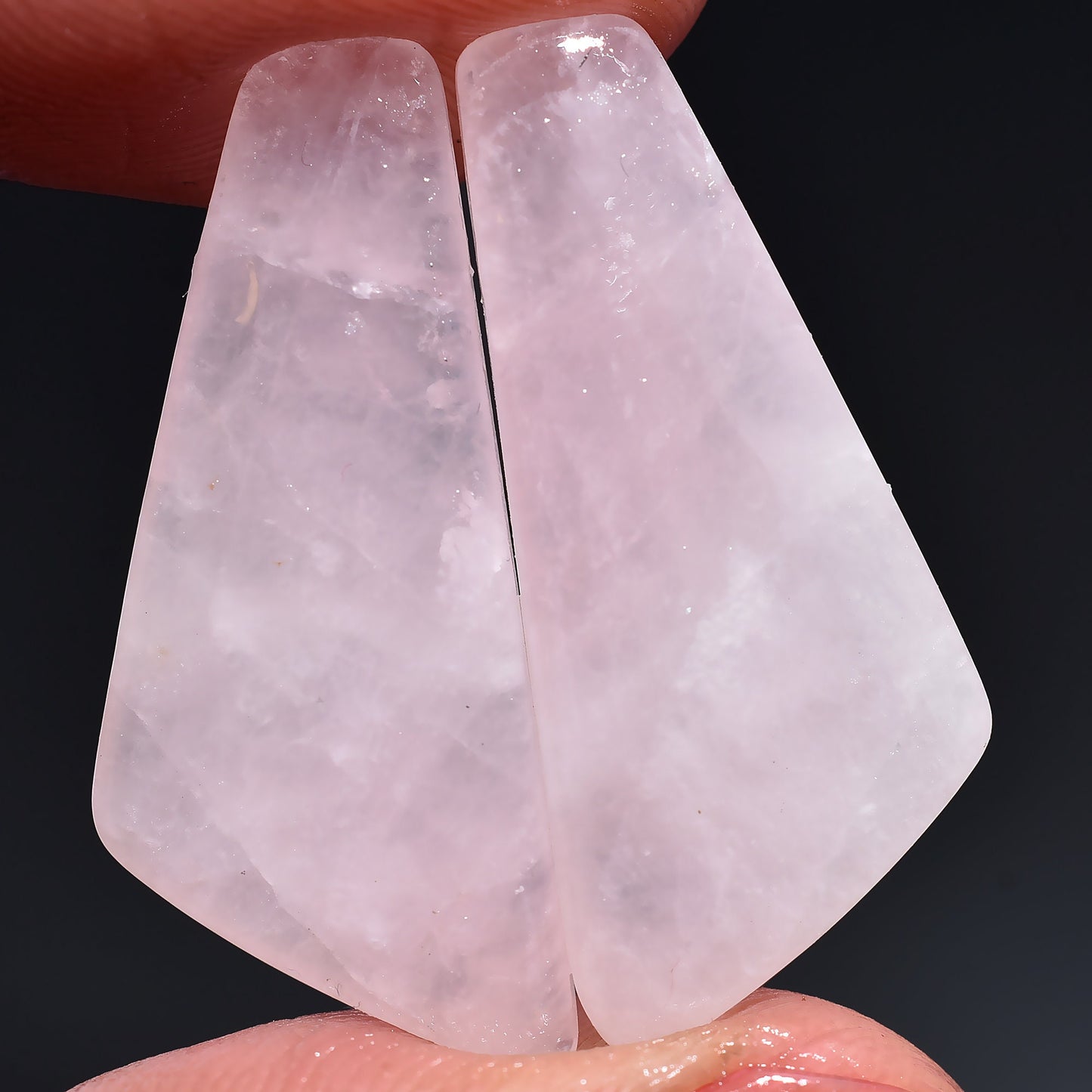 Rose Quartz Cabochon Pairs - Natural Pink Gemstones for Earring Making