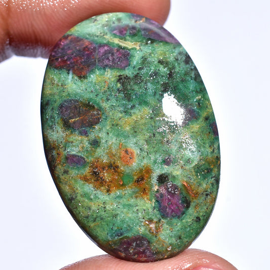 100% Natural Ruby Fuchsite Cabochon - Oval Shape & Smooth Gemstones