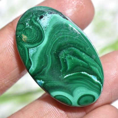 Green Malachite Slice Cabochon Oval-Shaped And-Polished Stone Pendant Jewelry