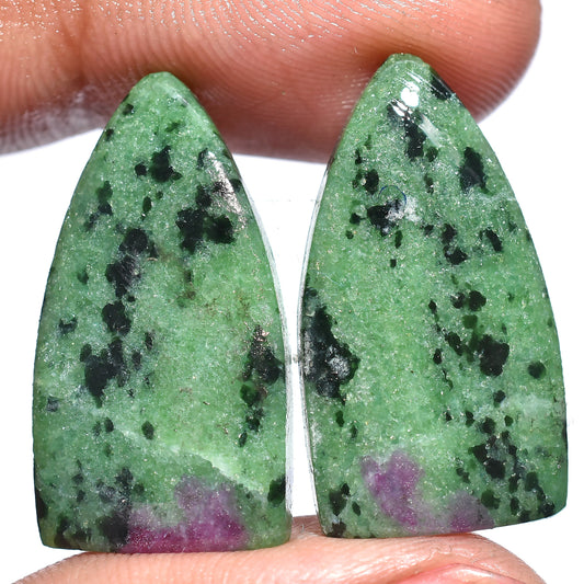 Natural Ruby Zoisite Pair Gemstone - Fancy Shape Cabochons for DIY Jewelry, Wholesale