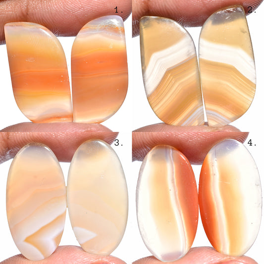 Unique Orange Banded Agate Pair - Oval & Fancy Shape