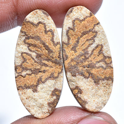 Awesome Psilomelane Dendrite Cabochon Pair - Handmade Oval Matching Pair for Earrings