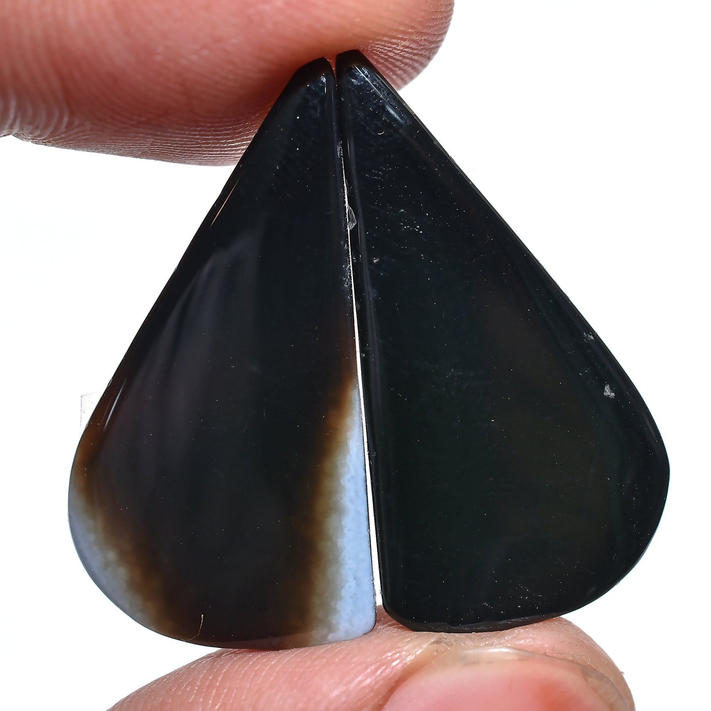 Black & White Matched Banded Agate Pair – Hand-Polished Cabochons