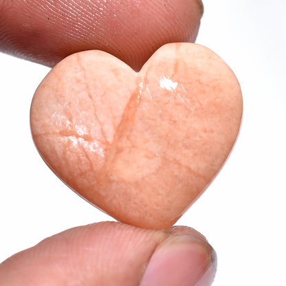 Lovely Peach Amazonite Heart Cabochon – Polished Love Stone for Jewelry & Gifts