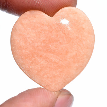 Lovely Peach Amazonite Heart Cabochon – Polished Love Stone for Jewelry & Gifts