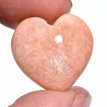 Lovely Peach Amazonite Heart Cabochon – Polished Love Stone for Jewelry & Gifts