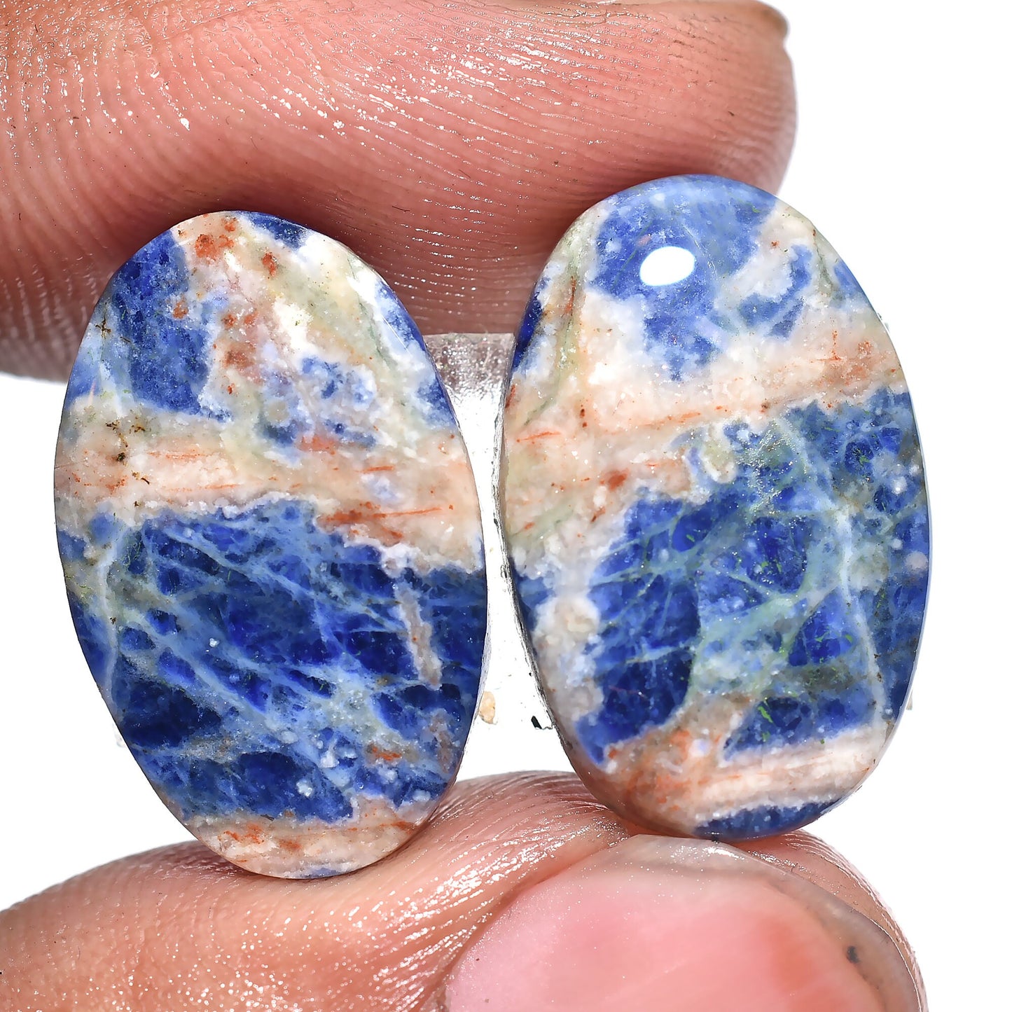 Blue Sodalite Cabochon Earring Pair - Mixed Shape Loose Gemstone Pair