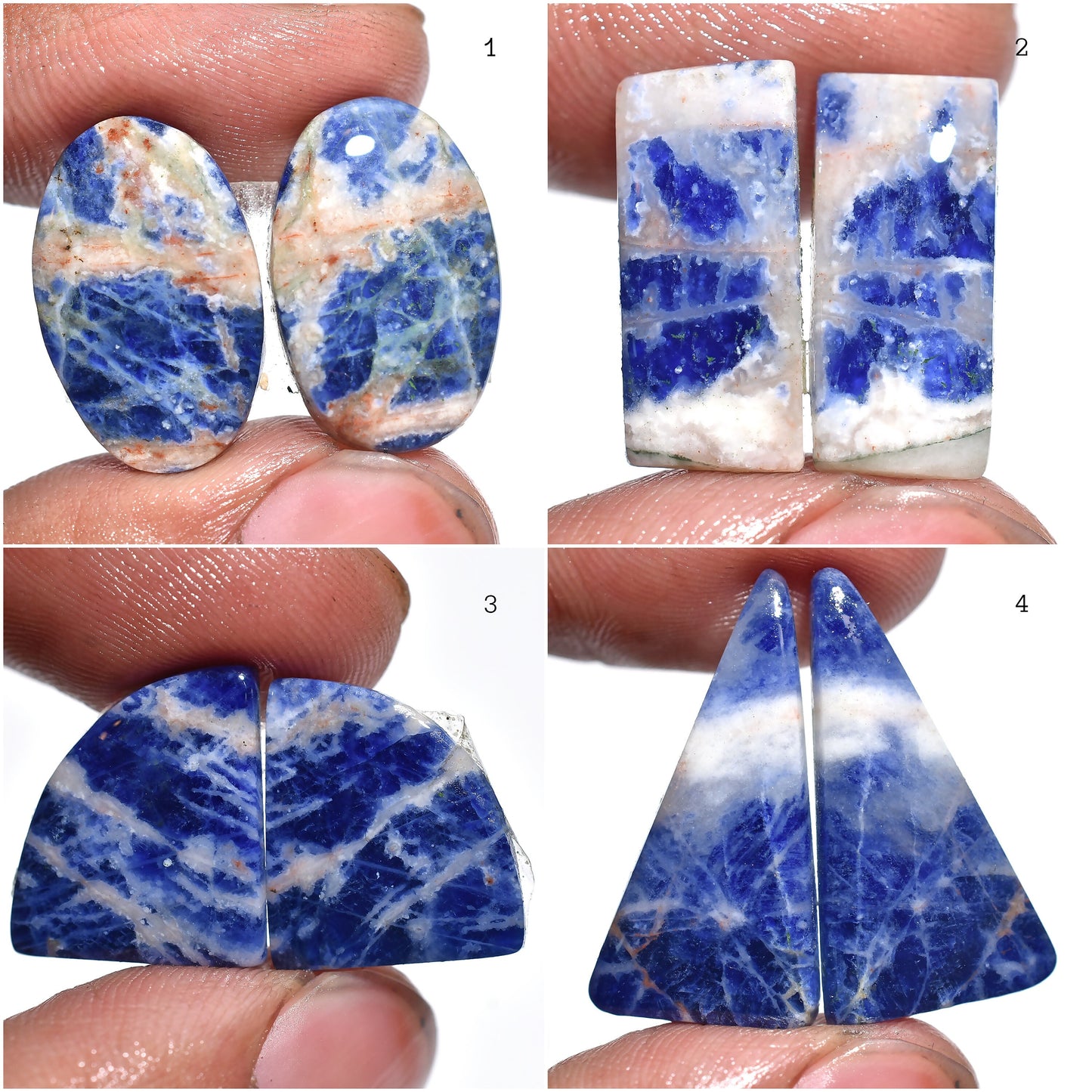 Blue Sodalite Cabochon Earring Pair - Mixed Shape Loose Gemstone Pair