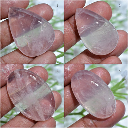 Natural Rose Quartz Cabochons - Pear & Oval Loose Gemstones for Jewelry Making