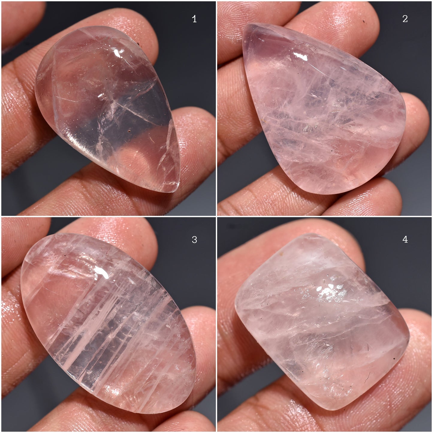 Elegant Rose Quartz Loose Cabochons - Pear & Oval Shaped Smooth Gemstones for Pendant