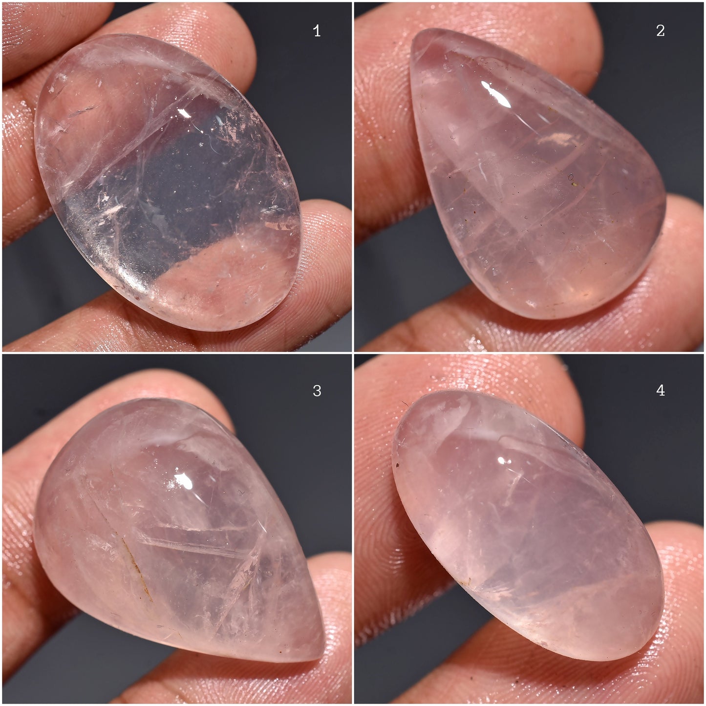 Charming Pink Rose Quartz Cabochons - Oval & Pear Loose Rose Quartz for Pendant Making