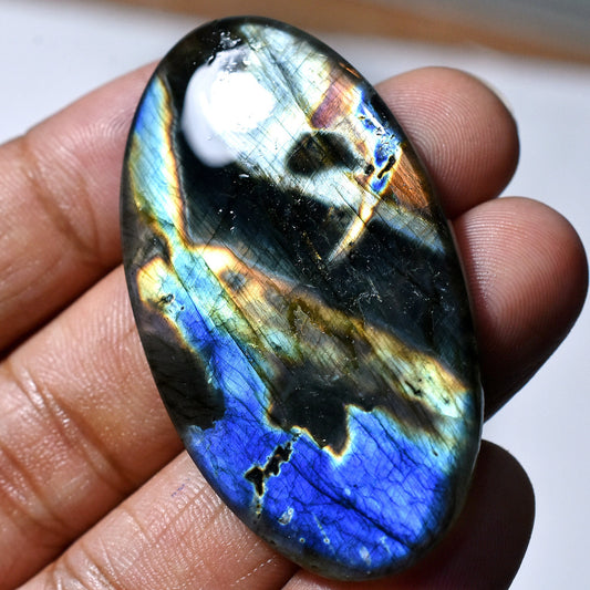 Multi Fire Labradorite Cabochon – Oval Shape Crystal, Blue Multi Flash Labradorite