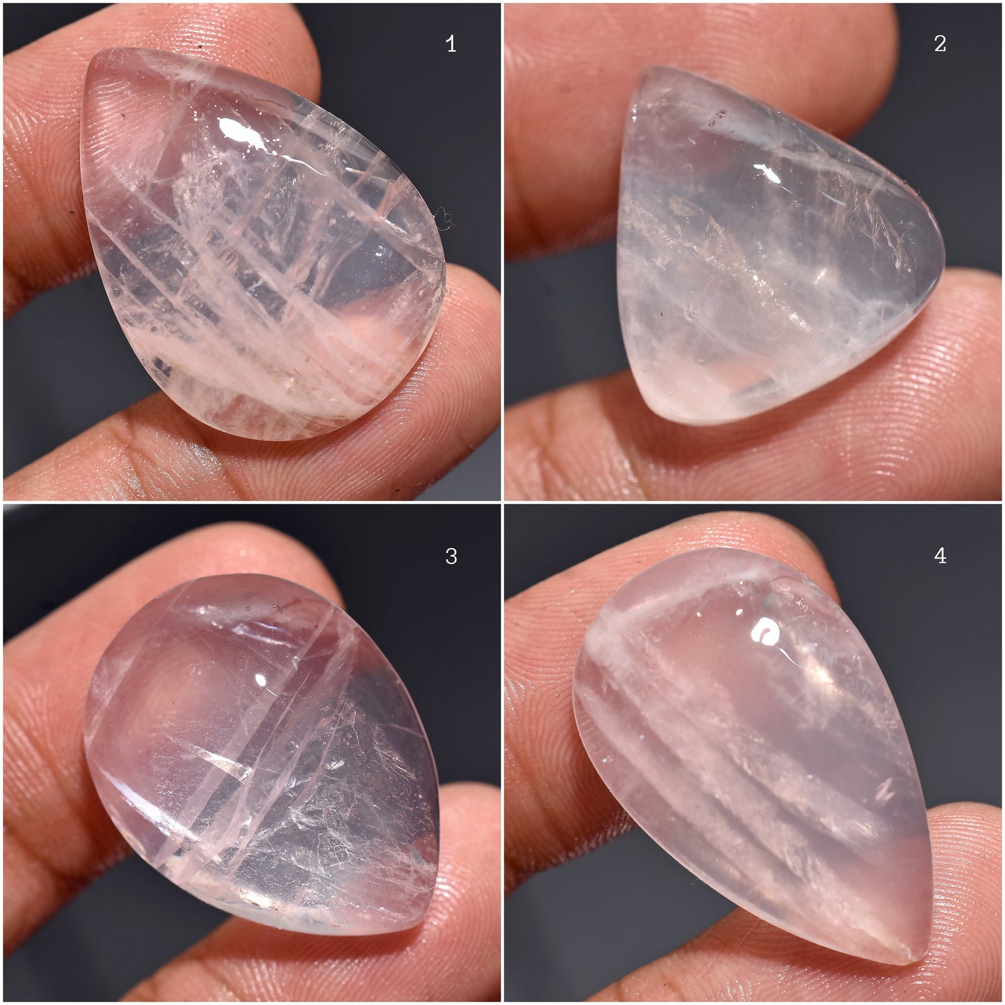 Lovely Pink Rose Quartz Cabochons - Crystal Healing Love Stone Gift