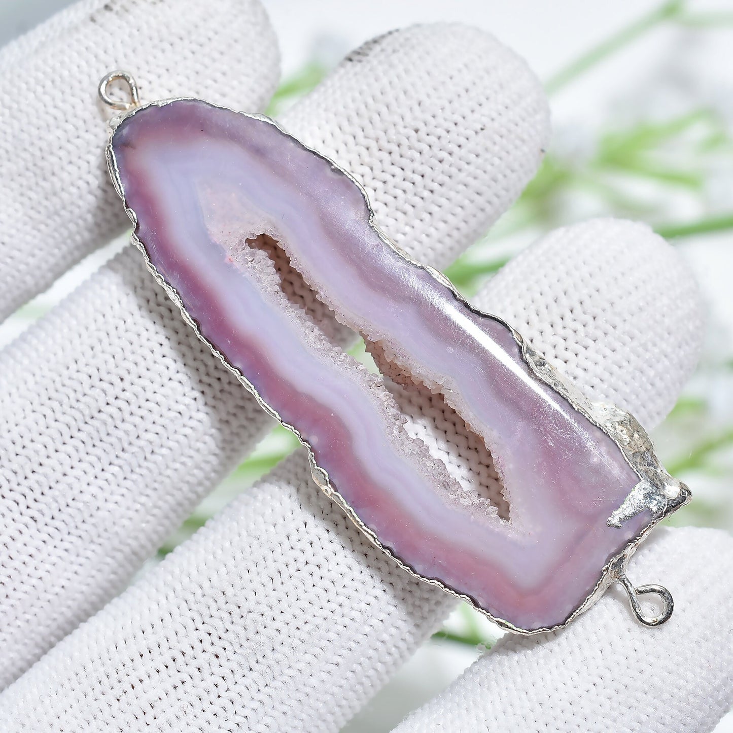 Dazzling Druzy Agate Connectors – Electroplated Silver, Colorful Pendants for DIY Necklaces