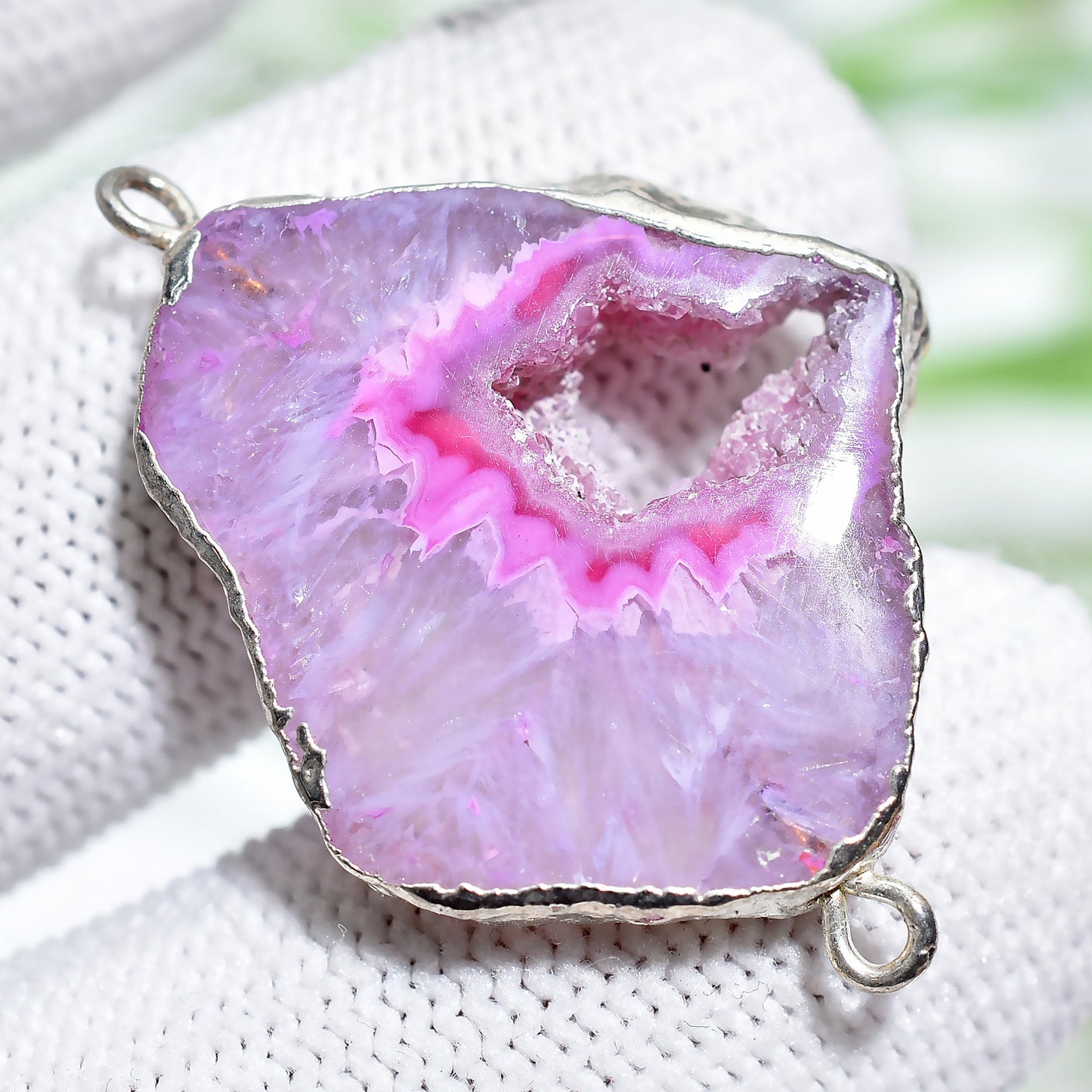 Dazzling Druzy Agate Connectors – Electroplated Silver, Colorful Pendants for DIY Necklaces